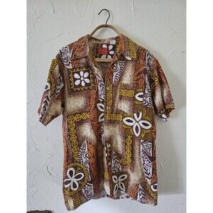 Sears Mens Vintage 60s Hawaiian Tiki  Shirt S 15 To 15.5